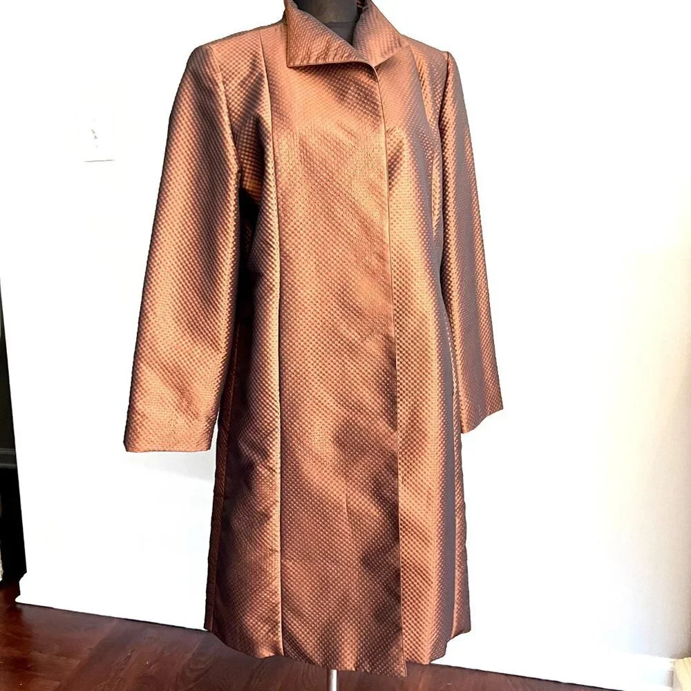 NWT Retro Vintage Rain Jacket Trench Coat with Hat in Brown Size XL / 16 - Picture 4 of 16